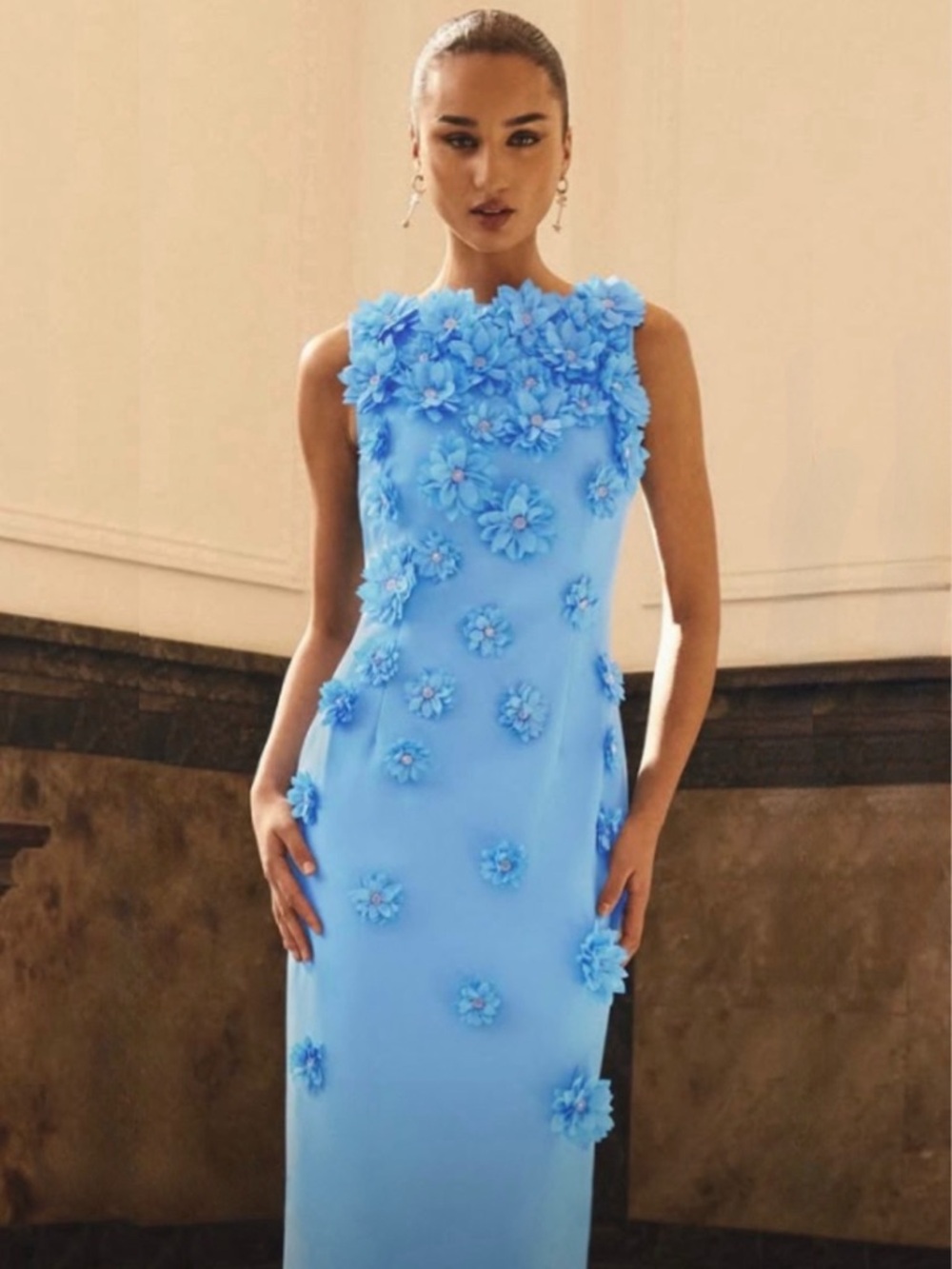 Elliatt Dali Floral Applique Gown in Blue - Picture 8 of 17
